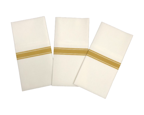 Linen Feel Table Napkins Disposable Cutlery Pocket Napkins Printed Golden Stripes