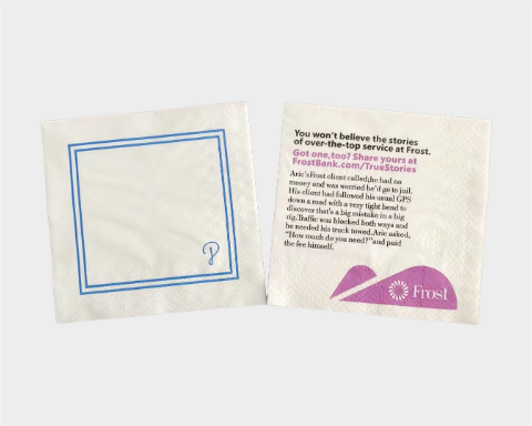 Customized Tissue Napkins 25*25cm Disposable Beverage Napkin Virgin Wood Pulp Cocktai Napkins 