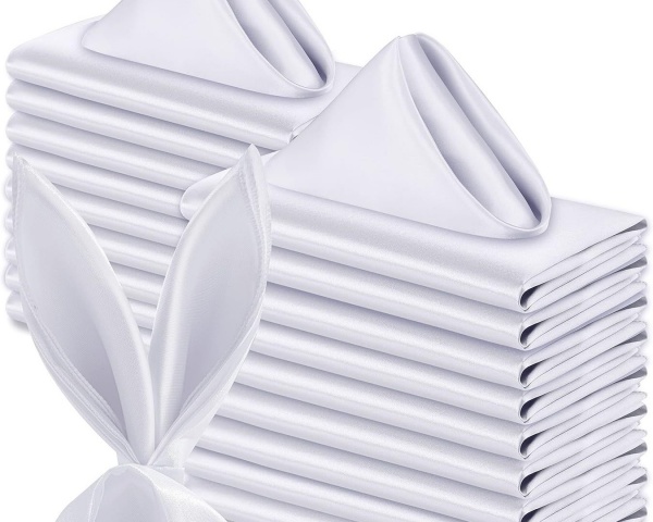 100% Polyester Dinner Napkins White Folded Flower Napkins Hotel Wedding Tablecloth