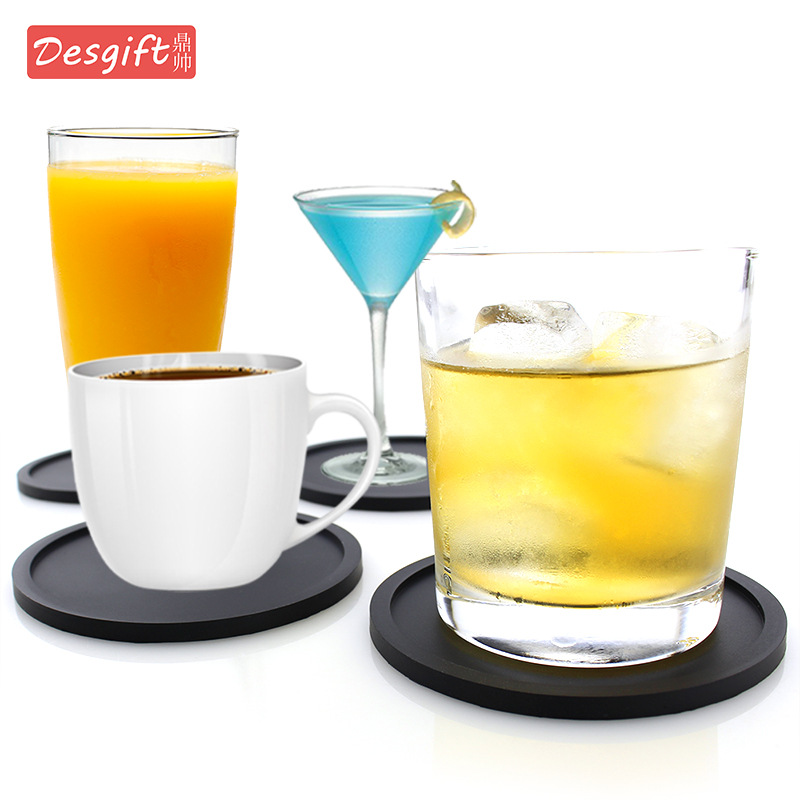 Custom Printed Logo 10cm Round Silicone Coaster Coffee tea drink Coaster Soft Water Coaster