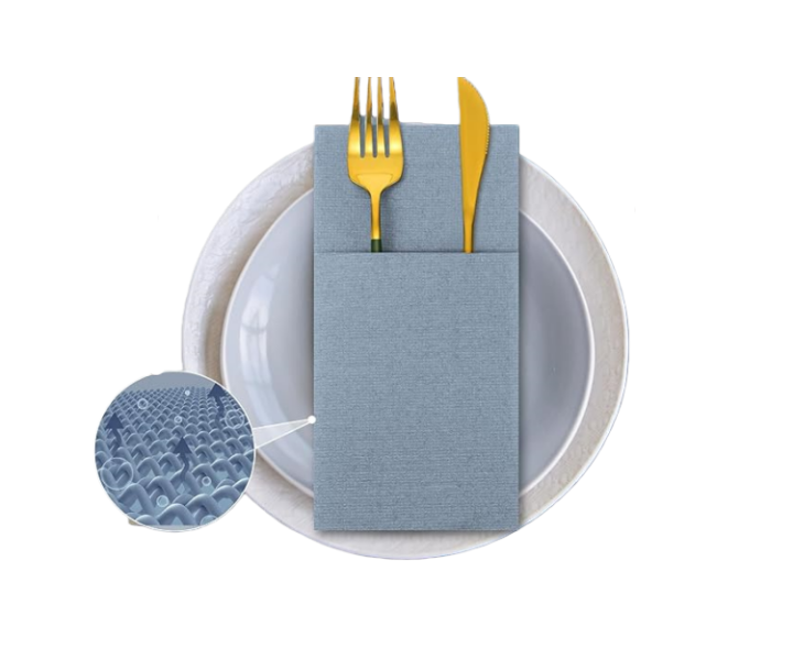 Dusty Blue Airlaid Napkins Linen Feel Dinner Cutlery Pocket Napkins for Wedding Restaurant Bar Event