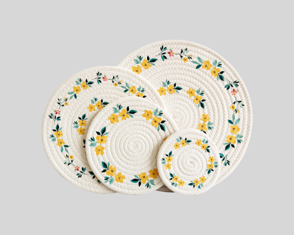  Absorbent Cotton Woven Cup Coasters Round Heat Insulation coasters  Super Absorbent Heat-Resistant