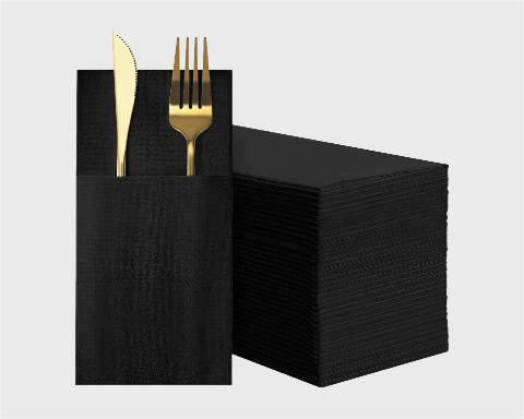 Black Napkin Airlaid Paper Pocket Napkin Linen Like Disposabl  Dinner Napkins For Restaurant 