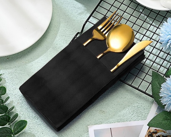 Black Napkin Airlaid Paper Pocket Napkin Linen Like Disposabl  Dinner Napkins For Restaurant 