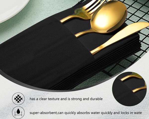 Black Napkin Airlaid Paper Pocket Napkin Linen Like Disposabl  Dinner Napkins For Restaurant 