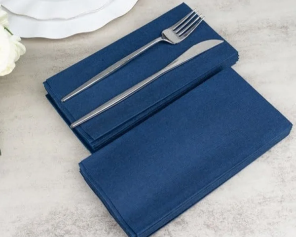 Naval Blue Linen Feel Bathroom Hand Towels Disposable Airlaid Table Napkins Wholesale Nanpkins