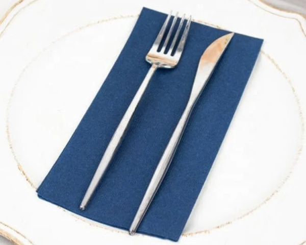 Naval Blue Linen Feel Bathroom Hand Towels Disposable Airlaid Table Napkins Wholesale Nanpkins